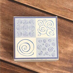 HTF HERO ARTS QUARTERS LL746 SWIRL PATTERNS WOOD MOUNTED RUBBER STAMP SET OF 4